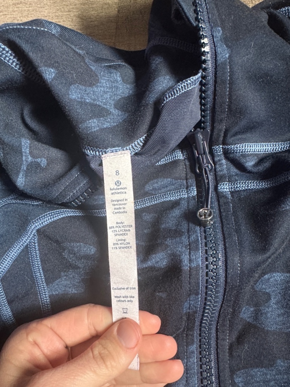 Lululemon Define Jacket Blue Camo Print Discontinued Luon Full Zip Size 8 - Picture 8 of 8